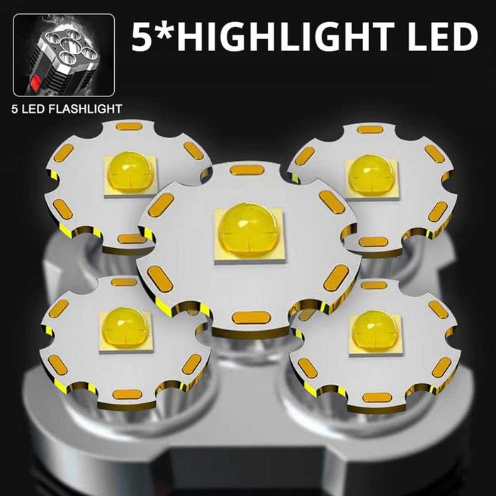 LATARKA TAKTYCZNA 5 LED akumulator USB MOCNA super jasna 4 TRYBY h289
