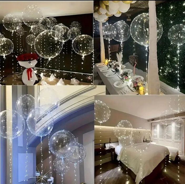Кульки прозорі кулі з гірляндою надувні під гелій світяться святкові