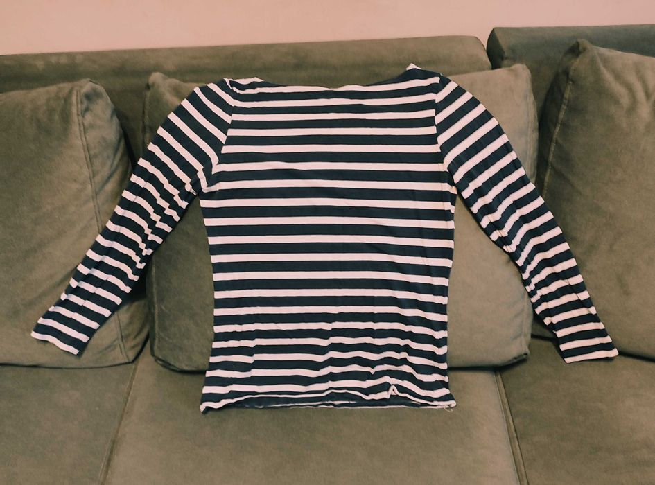 Bluzka z długim rękawem damska M 38 w marynarskie paski