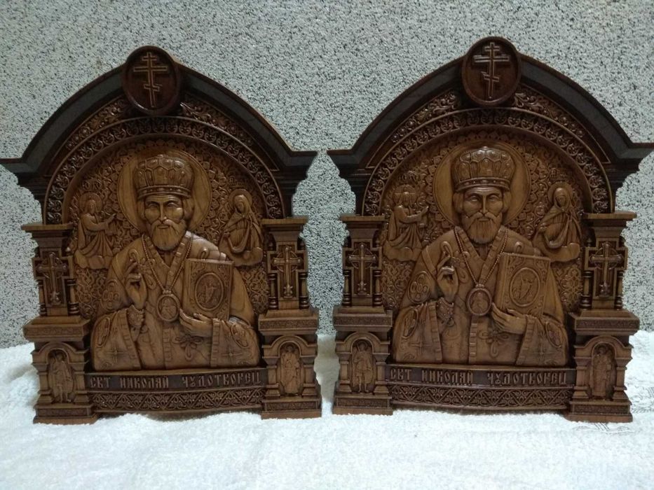 Икона резная Николай Чудотворец натуральное дерево р.32*39