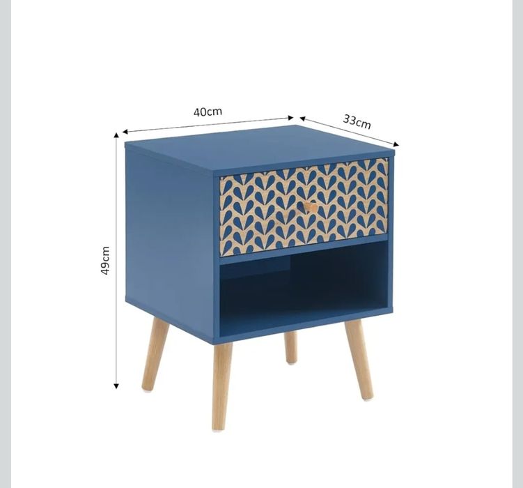 Baïta Capucine Stolik Nocny, Niebieski, 40 cm