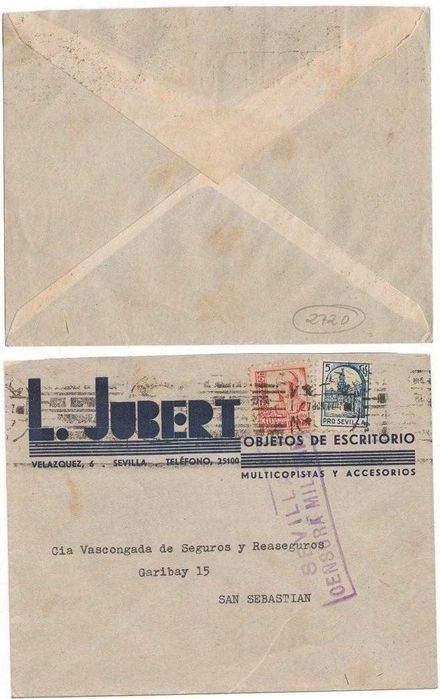 Filatelia: carta censurada (Guerra Civil de Espanha)