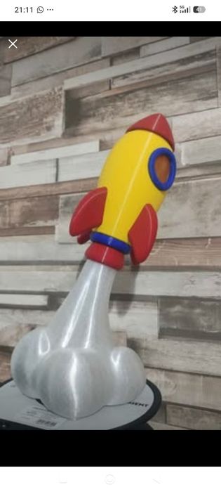 Abajur Cofre Foguete 3D com LED