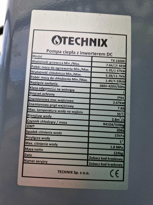 pompa ciepła 16 kw Technix