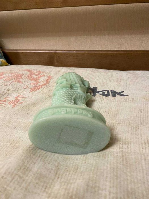 Статуетка Мерліон з зеленого нефриту, талісман Сингапуру 16,5 см