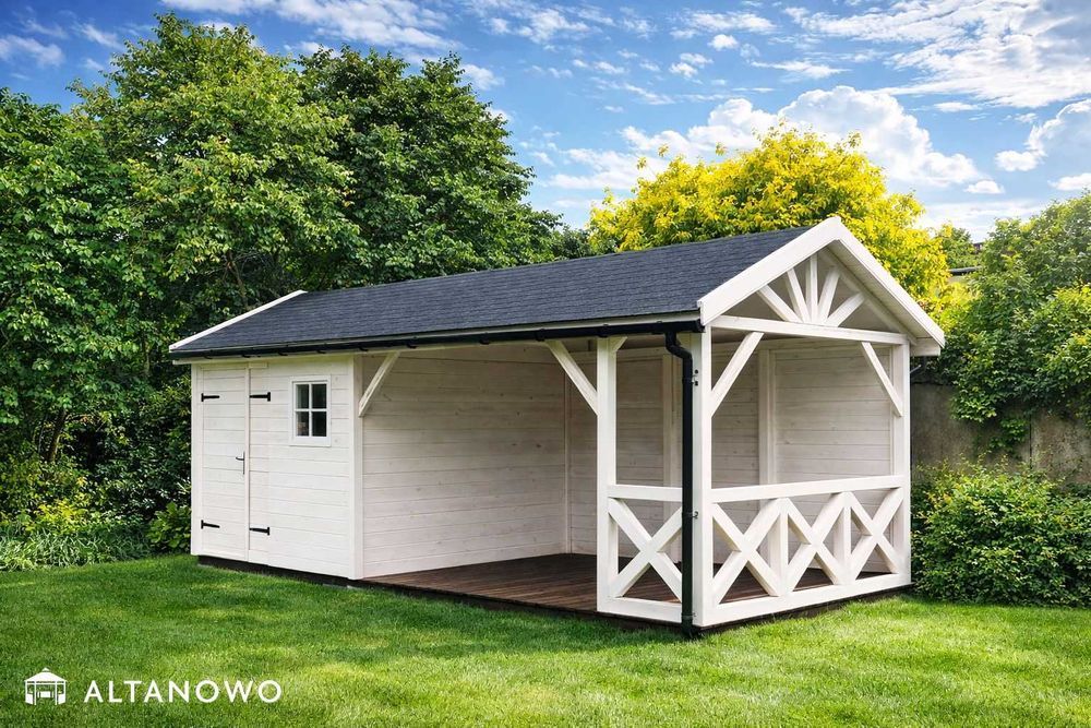 Domek drewniany ogrodowy z altaną bez pozwolenia Rod