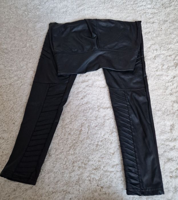 Legginsy eco-skórka,czarne"verso".