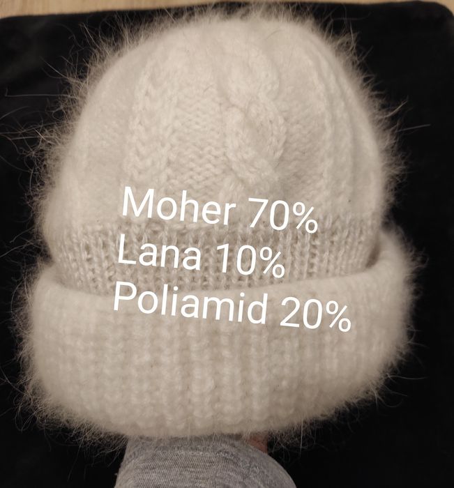 Czapka z Moheru i Wełny rozmiar uniwersalny