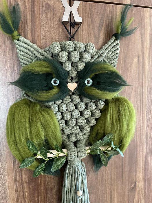 Sowa HandMade na obręczy 25cm
