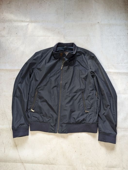 Granatowa lekka kurtka wiatrówka Massimo Dutti Harringtonka Harrington