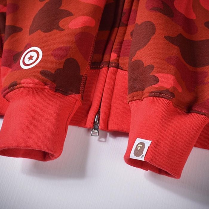Худі Bape A Bathing Ape Shark Red Camo Full Zip Unisex Hoodie