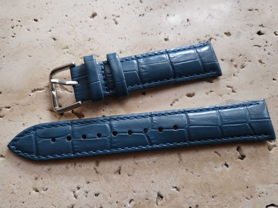 Pasek do zegarka 20 mm skóra naturalna niebieski