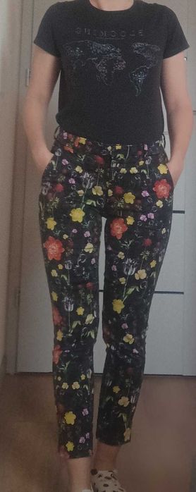 Spodnie w kwiaty H&M 36 S