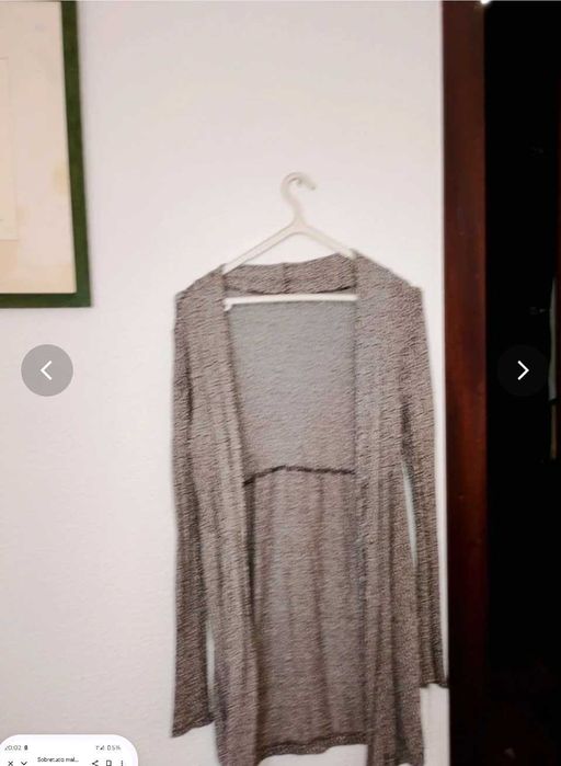 Sobretudo malha cinzento/ prateado