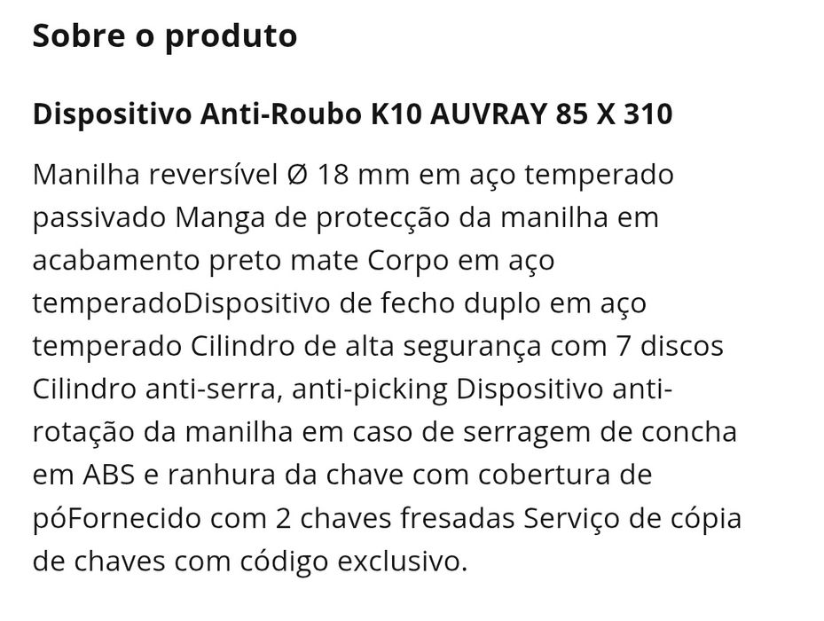 Anti roubo K10 mota