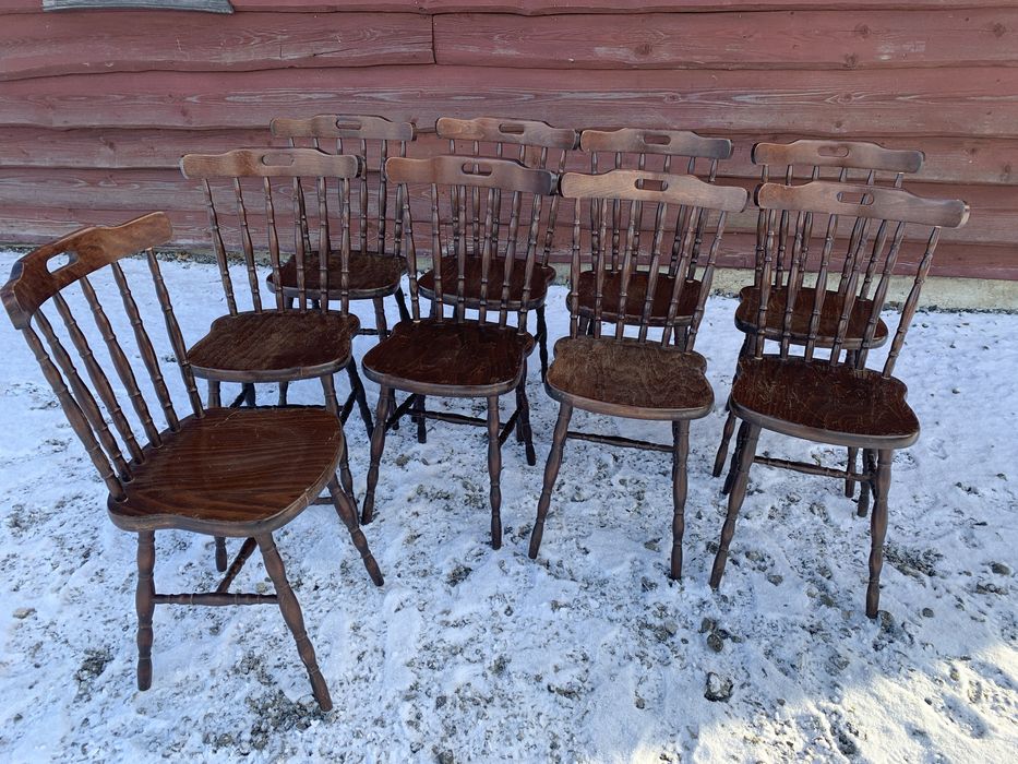 Krzesło krzesla szczebelkowe drewniane 9 sztuk