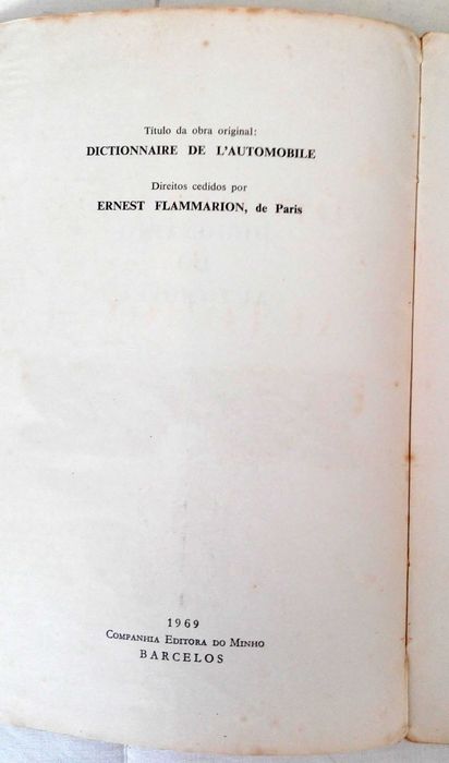 Livro Dicionário do Automóvel (mui antigo)