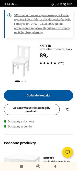 Stolik i dwa krzesła dla dzieci Ikea