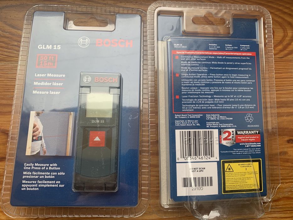 Лазерная рулетка Bosch GLM 15 из США дальномер (15-20м) новая