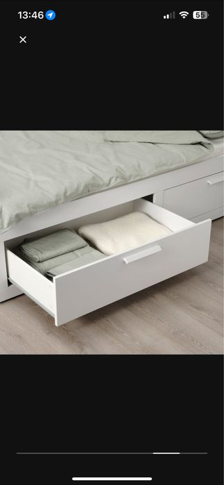 Cama brimnes indiv/dupla c/2 gav, branco com colchão