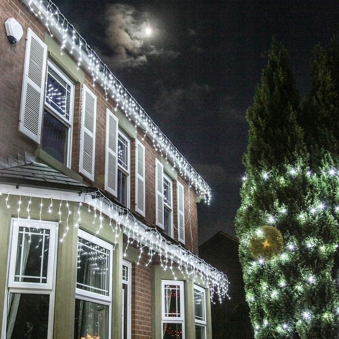 sople 300led lampki zewnętrzne białe niebieski flash ip44 świąteczne