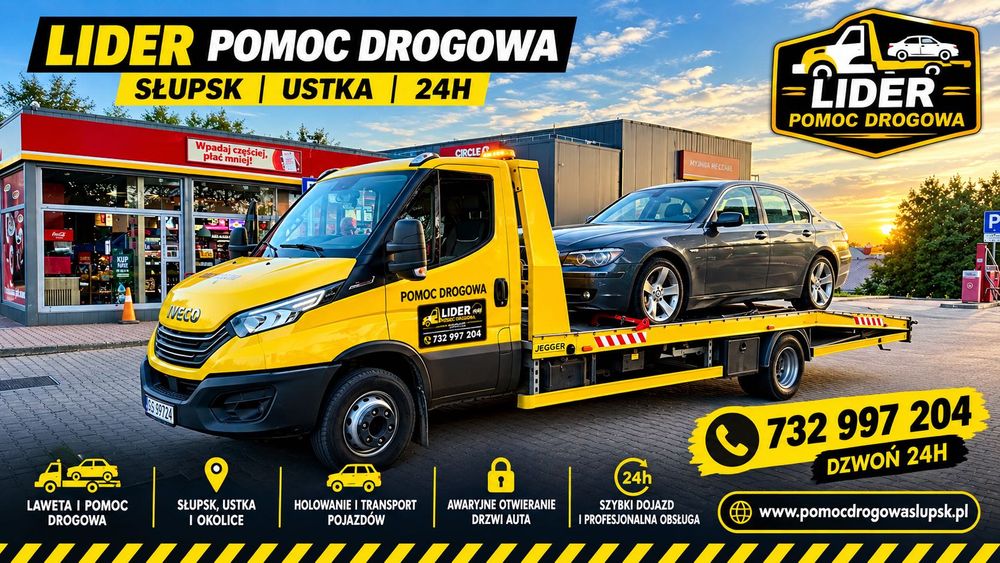 Tanie Holowanie Pomoc Drogowa Laweta 24H Transport Aut Słupsk 6Osobowa