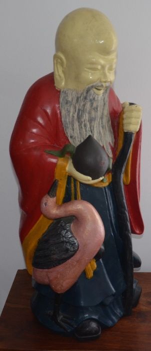 Estatueta “Velho Chinês” - Madeira Maciça de Elevada Qualidade