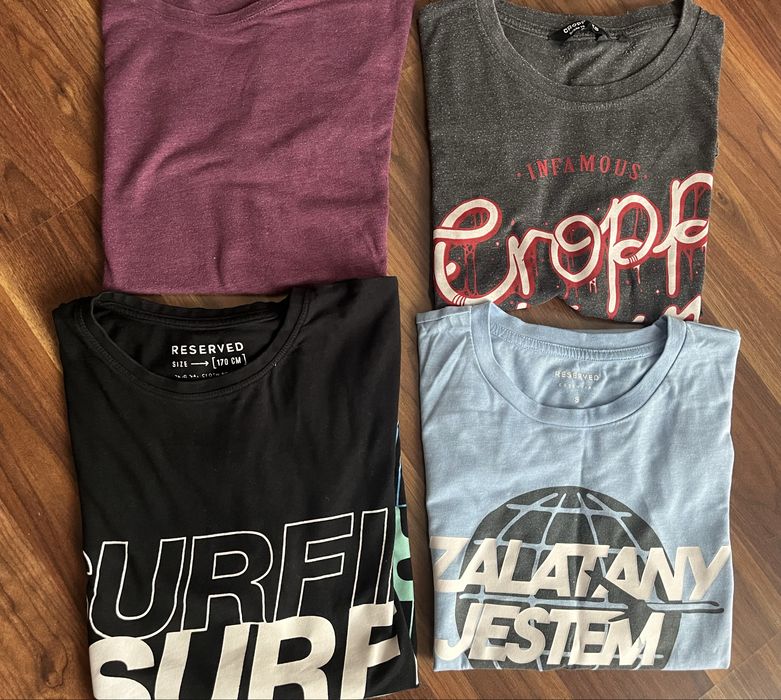 Cztery koszulki Reserved, Cropp, Smog XS, S