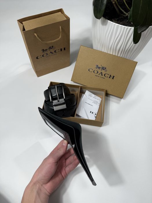 Набір Coach ремінь гаманець подарунковий Чоловічий набір Коач