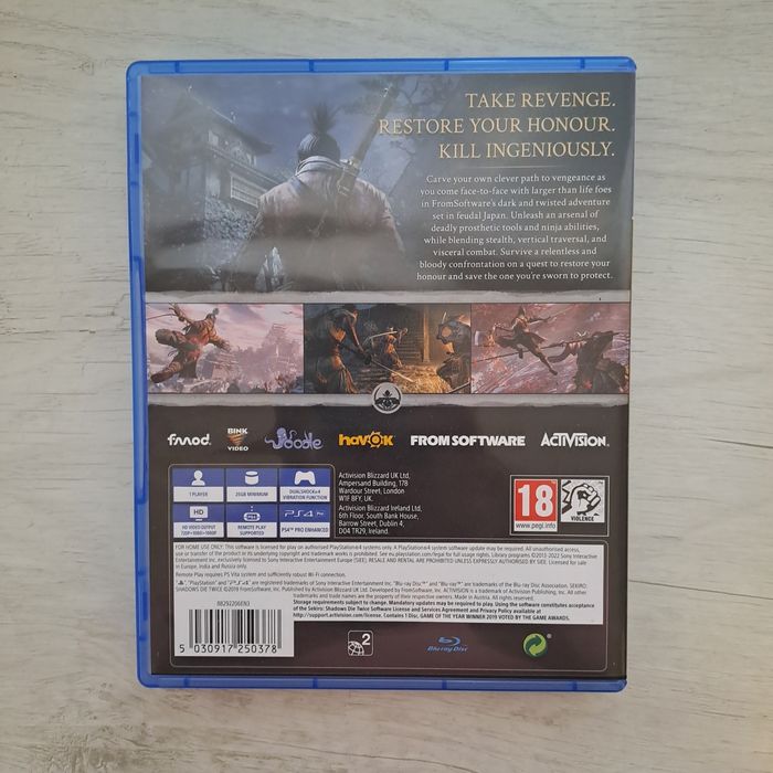 Sekiro Shadows Die Twice Playstation 4