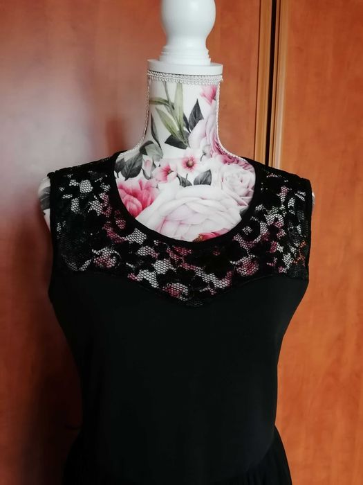 Czarna koronkowa wizytowa sukienka wesele impreza XL