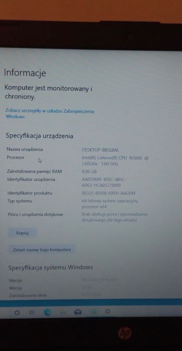 HP 250 G6 3168NGW 8GB/500GB bateria 6 godzin