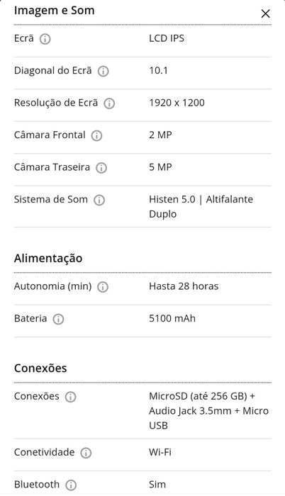 Tablet Huawei Matepad T5 3/32 = NOVO,caixa,película ecrã,220€ Worten