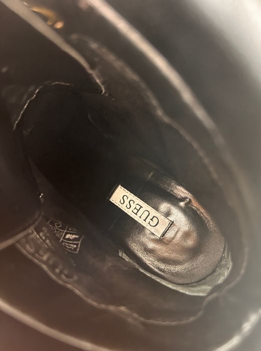 Oryginalne buty botki guess 38 sznurowane obcas słupek brązowe czarne