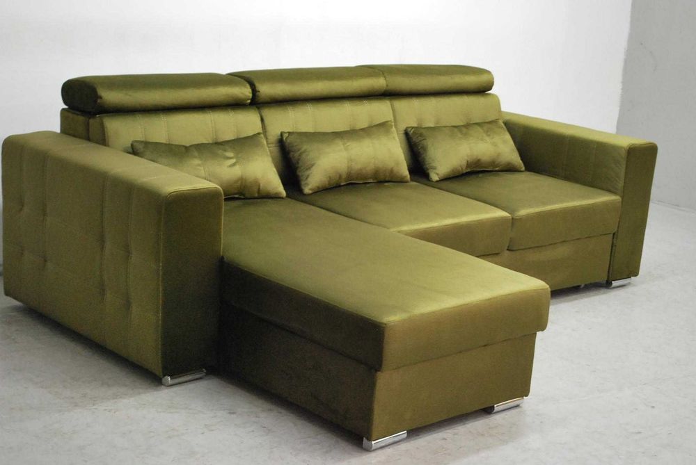 SDJ NOWOCZESNY NAROŻNIK spanie + pojemnik M38 , kanapa zielony welur