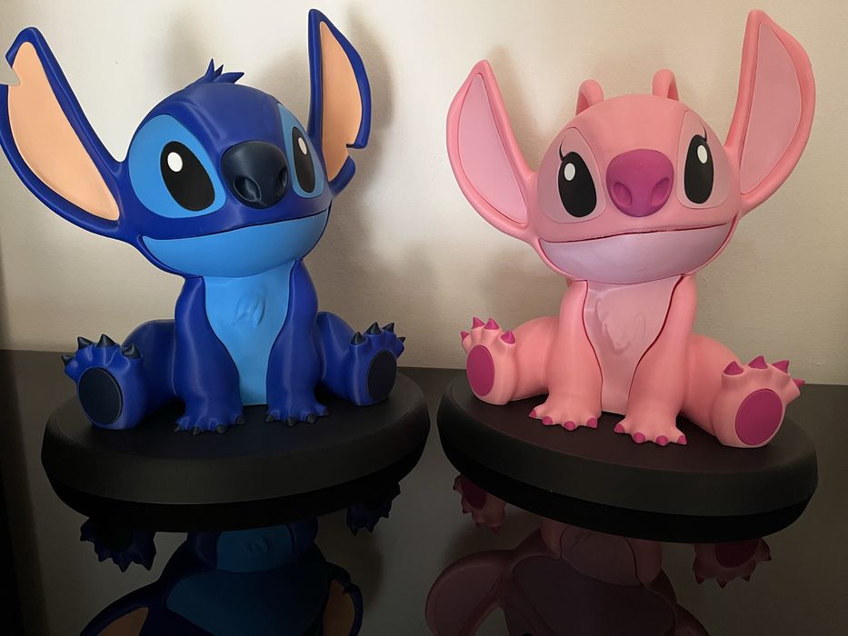 Conjunto Stitch e Angel em impressão 3D com bases