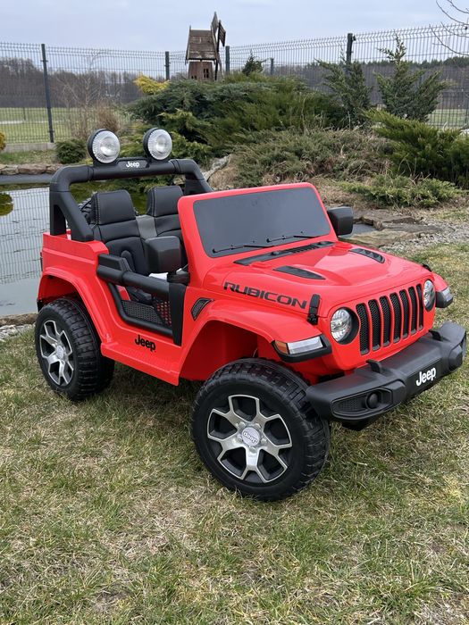 Auto na Akumulator Jeep Rubicon 4x4 Pilot Miękkie koła Skóra siedzenie