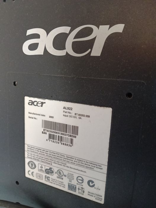 monitor Acer AL922 de 19 polegadas