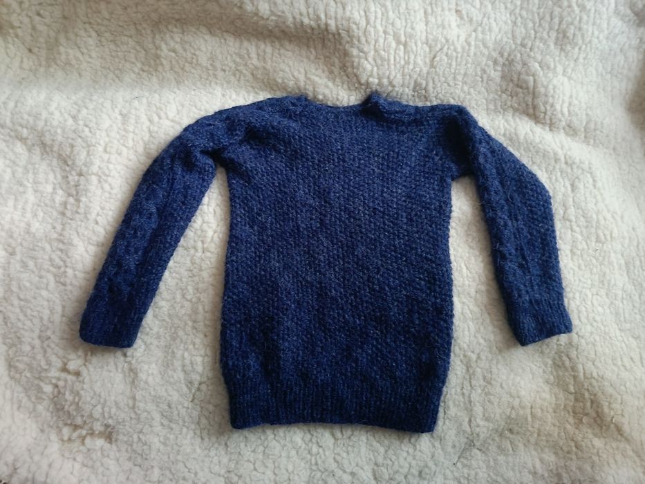 Ręcznie robiony wełniany alpaka sweter 110 116 wełna handmade wool ull