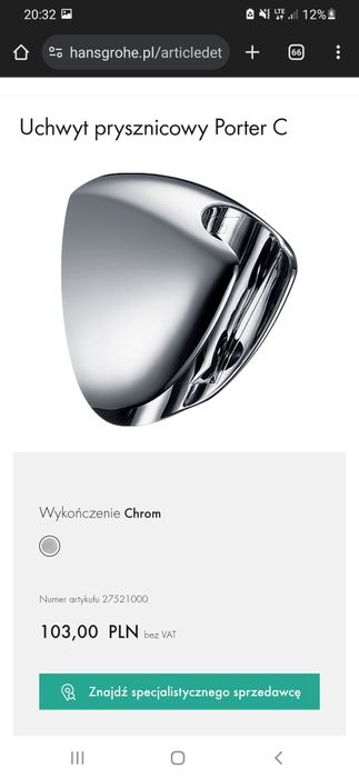 Wąż prysznicowy oraz uchwyt pod prysznic