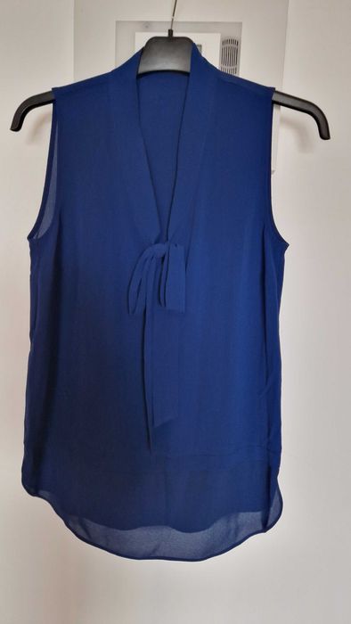 Blusa de alças com laço frontal, azul escuro, Primark, tamanho 34