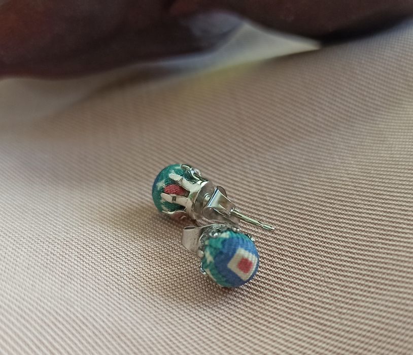 Сережки пусети жакардові. Італія