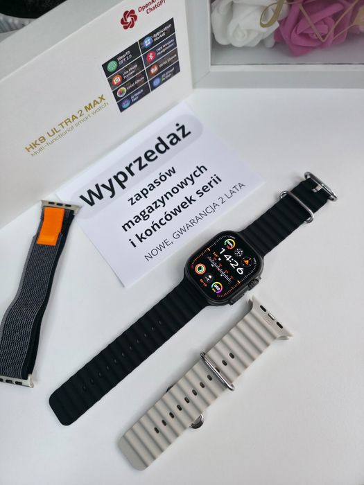 Smartwatch HK Ultra Max – AMOLED 2,12", połączenia Bluetooth, nowy
