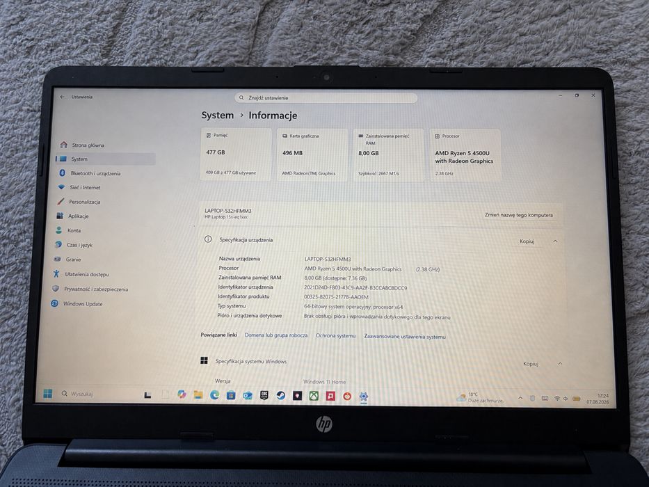 Laptop Hp 15s ryzer 5 512 gb ssd