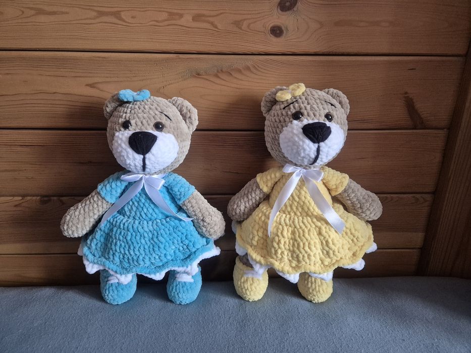 Misie robione na szydełku z włóczki, rękodzieło,  pluszowe