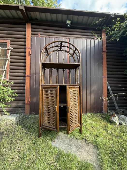 Szafka/Regał Rattan Bambus Vintage Arched Curio Boho