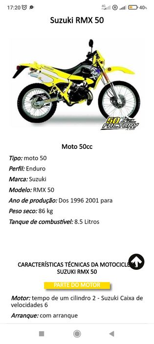 peças Suzuki RMX 50  chassi depósito