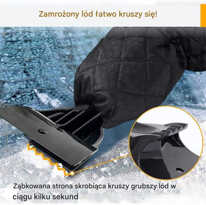 Skrobaczka samochodowa z rękawicą ocieplana samochodow skrobak do szyb