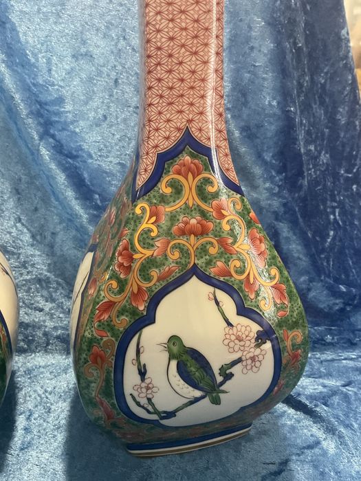 Par de garrafas Ansham pintura manual a ouro altura 32 cm