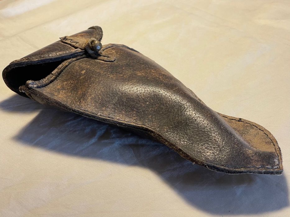 Coldre ou bolsa de couro vintage do século XIX para pistola